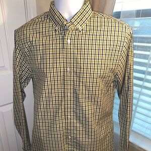 Green blue long sleeve button up shirt